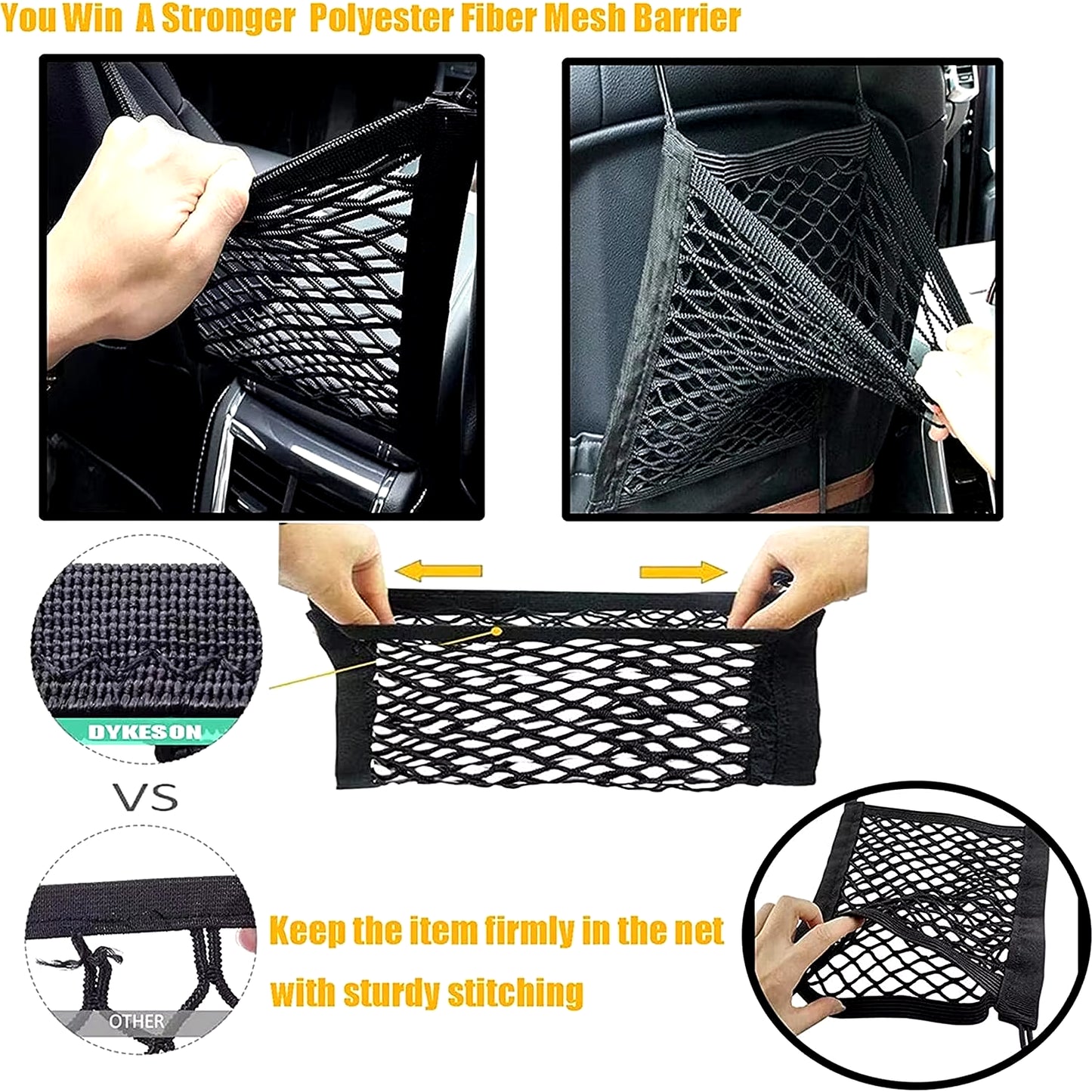 Pet Car Barrier Dog Car Barrier with Automatic Safety Mesh Storage Bag Pet Barrier Guard Back Seat Safety Protector Mesh Net