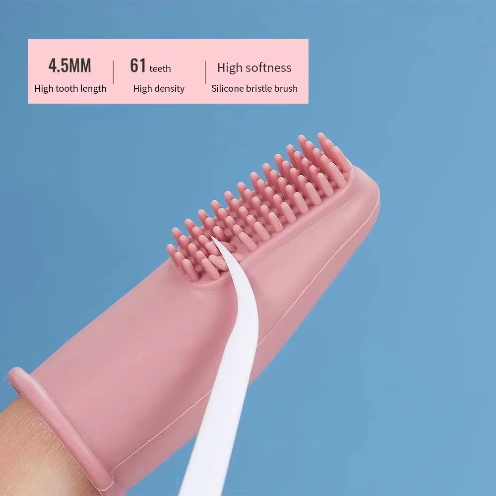 Dog Cat Super Soft Pet Finger Toothbrush Teeth Cleaning Bad Breath Care Nontoxic Silicone Tooth Brush Dog Cat Cleaning Supplies