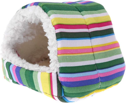 Hamster Cage Guinea Pig Sleeping Mat Warm Bed Small Animal House Fleece - Colorful Strip