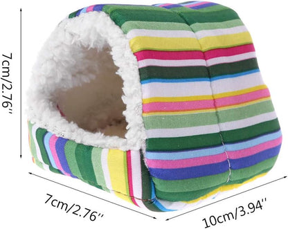 Hamster Cage Guinea Pig Sleeping Mat Warm Bed Small Animal House Fleece - Colorful Strip