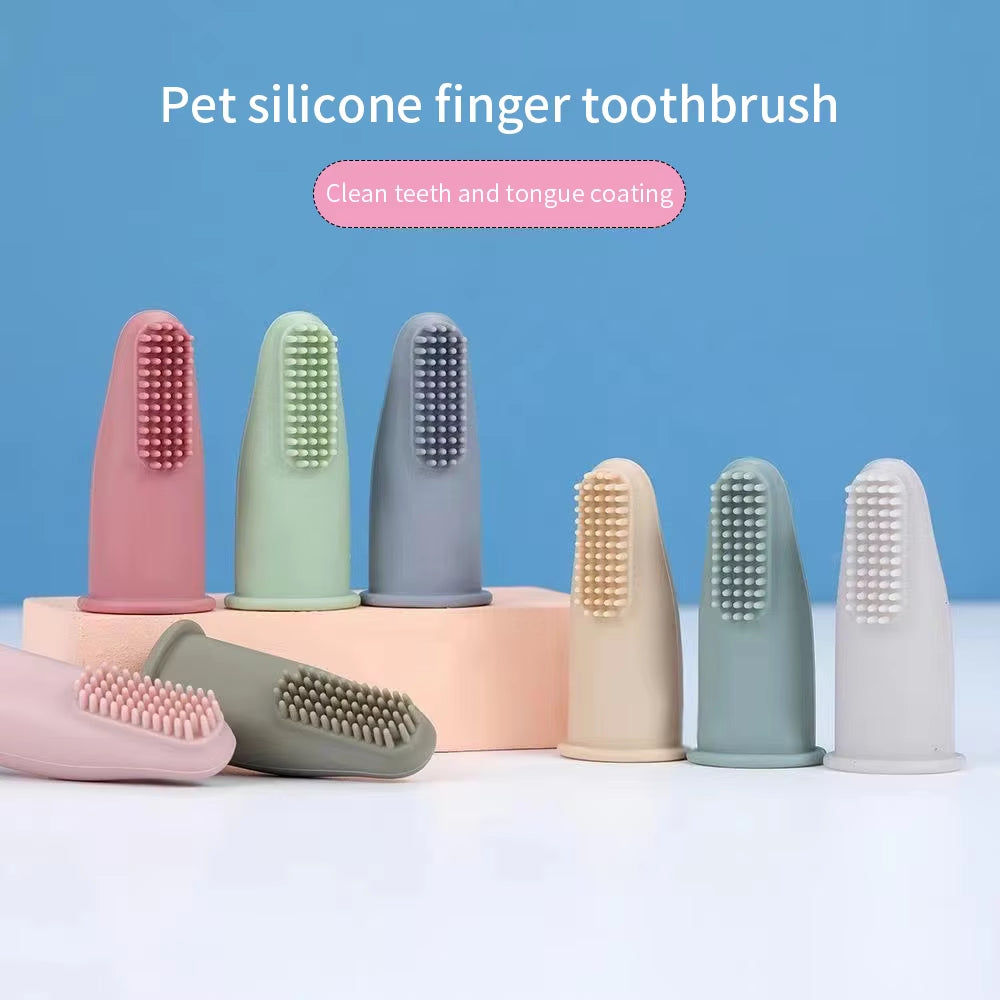 Dog Cat Super Soft Pet Finger Toothbrush Teeth Cleaning Bad Breath Care Nontoxic Silicone Tooth Brush Dog Cat Cleaning Supplies