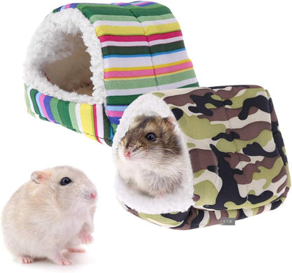 Hamster Cage Guinea Pig Sleeping Mat Warm Bed Small Animal House Fleece - Colorful Strip