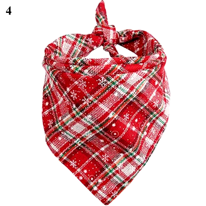 Dog Bandanas Large Pet Scarf Christmas Snow Print Dog Cotton Plaid Washablebow Ties Collar Cat Dog Scarf Large Dog Accessories