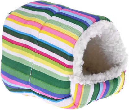 Hamster Cage Guinea Pig Sleeping Mat Warm Bed Small Animal House Fleece - Colorful Strip