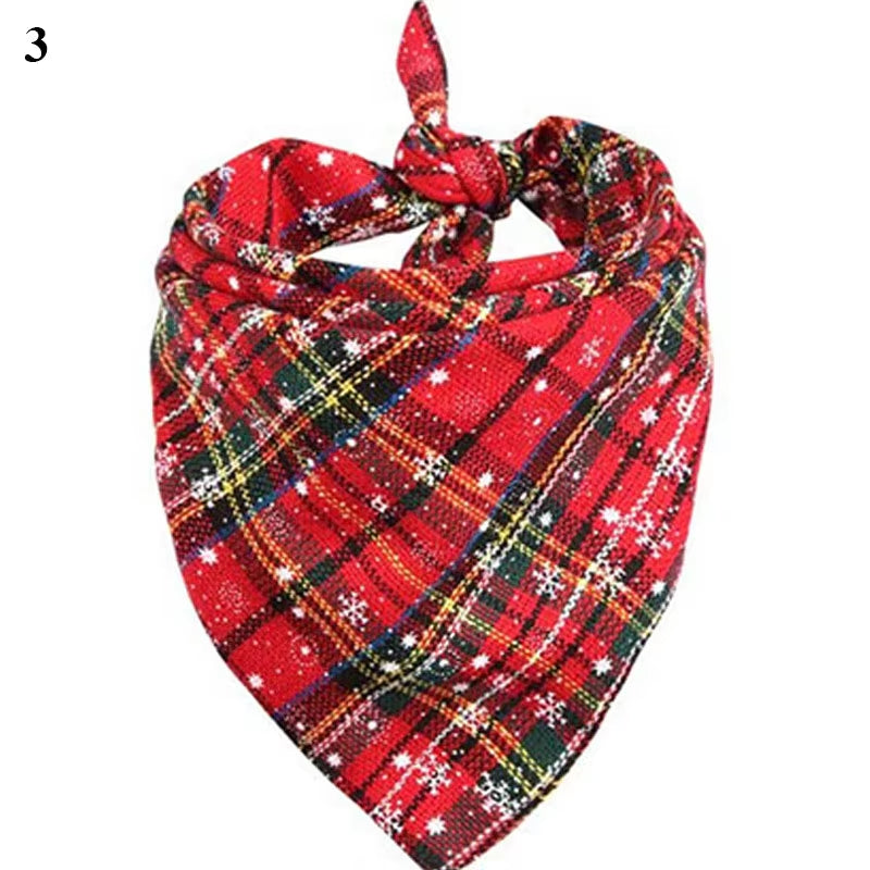 Dog Bandanas Large Pet Scarf Christmas Snow Print Dog Cotton Plaid Washablebow Ties Collar Cat Dog Scarf Large Dog Accessories